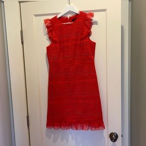 Coral J. Crew cap sleeve ruffle dress, NWT